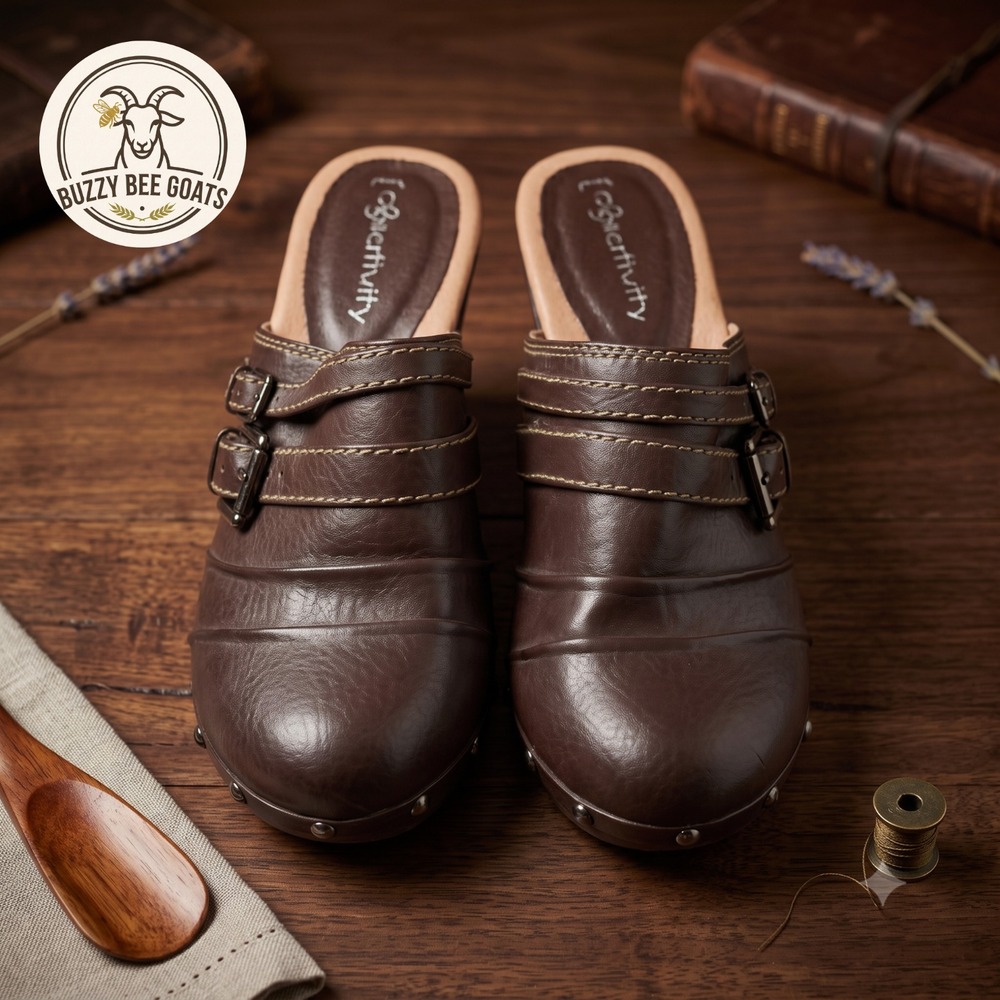 Vintage Relativity Leather Platform Clogs Mules Buckle Detail Y2K Chunky Shoes